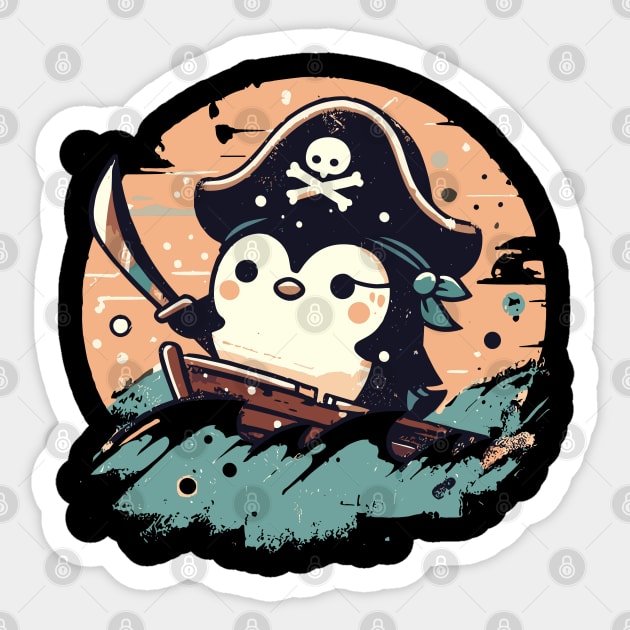 Penguin pirate cute kawaii Sticker by Evgmerk